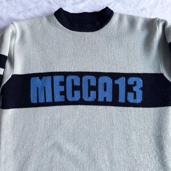 Vintage MECCA 13 Reversible Black Red & Blue Grey Mint Oversized Sweater - Picture 4 of 6